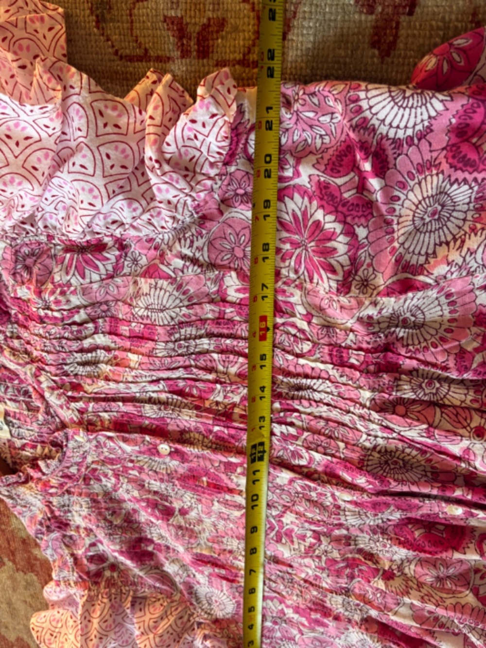Miked Floral Print Peasant Button Up Peasant Blouse - Picture 9 of 9
